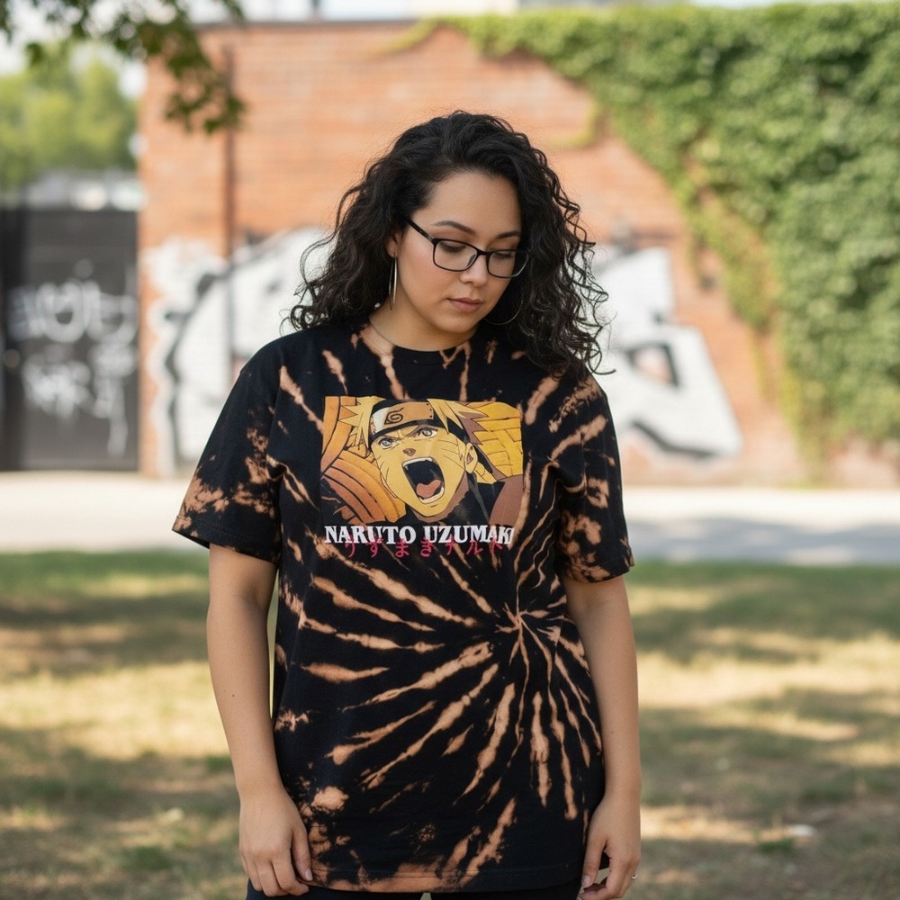 Naruto Bleach Tie Dye Graphic Tee XL Anime Streetwear